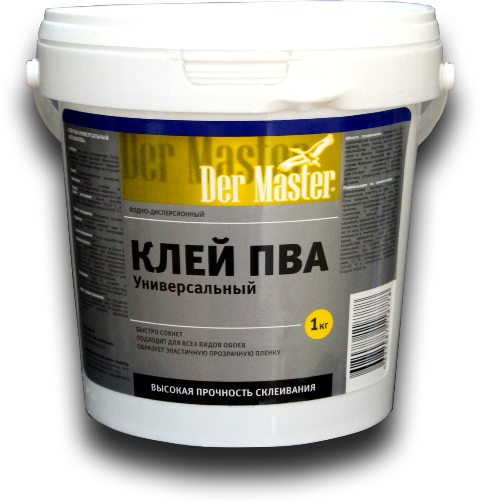 Клей ПВА универсальный  1 кг DERMASTER (62201) (6шт/64кор/384шт)