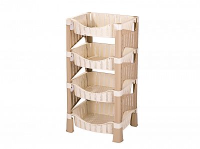 Этажерка универсальная "Плетенка" 4-х секционная коричневая 442  Эльфпласт (4шт)