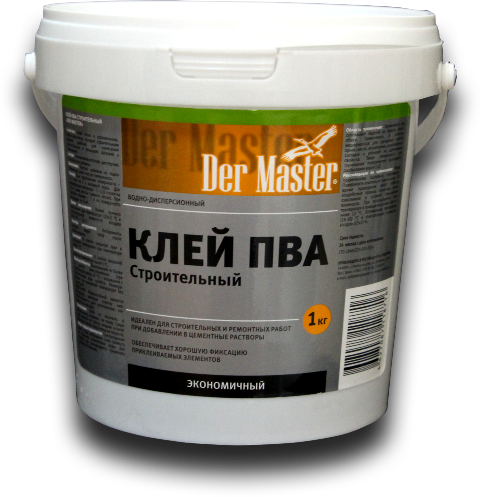 Клей ПВА строительный  1 кг  DERMASTER (62205) (6шт/64кор/384шт)