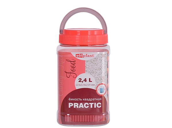Ёмкость/Контейнер "Practic" квадратная 2,4 л 541/687 Эльфпласт (12шт)