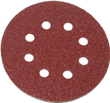 Круг наждачный Р100 Д 125мм 89712 с липучкой 8 отверстий (в уп.5шт-набор)(200шт в кор.)MaxiTool