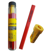 Карандаши малярные в комплекте с точилкой 81298 175 mm тв.средняя(10 шт) набор MaxiTool (10/80)