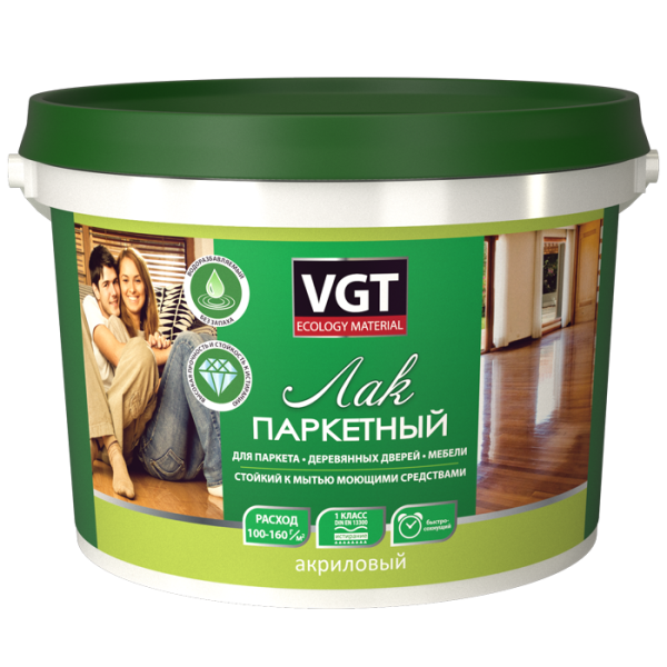 Лак акриловый паркетный глянцевый 0,9кг (6шт) 15077 ВГТ