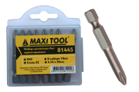 Биты 81445 1-но стор. магнитные закаленные 6,35х50мм PH2 сталь S2 (10) MaxiTool