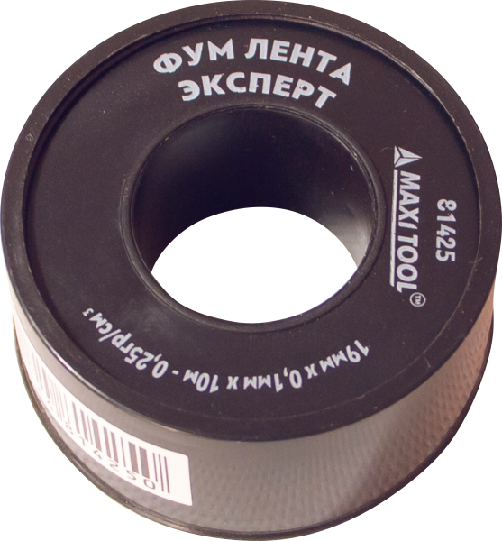 Фум лента ЭКСПЕРТ 81428 белая, плотность 0,4гр/см3, 19мм*0,1мм*10м (1000шт/100шт/10шт) MaxiTool