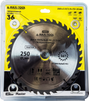 Диск пильный 250х36Тх32мм 19657 по дереву, 85-87HRC адаптеры 16/20/22/25/30 (25шт/кор)MaxiTool