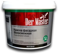 Краска фасадная атмосферостойкая белоснежная  6,5 кг DERMASTER (61576) (1шт/72шт)