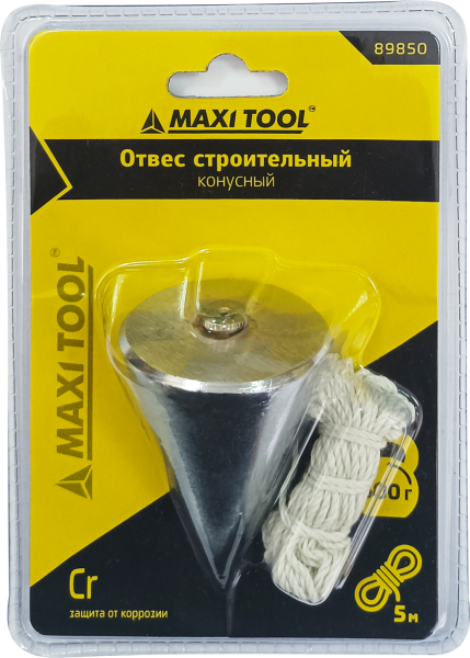 Отвес конусный 89850 (300 г; шнур 5 м) (1/10/60 шт) MaxiTool