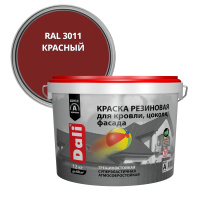 КРАСНАЯ   краска фасадная резиновая для кровли, цоколя, фасада Dali 12кг (65192) (1шт/44шт)