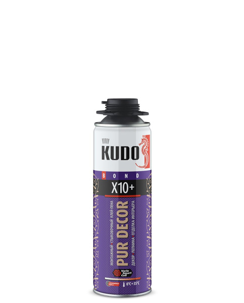 Клей -пена монтажный и стыковочный проф. KUDO PUR DECOR X10+KUPP06B10HC 650мл (12шт/960шт)