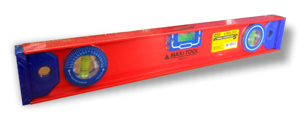 УРОВЕНЬ 19413 красн. 40см. двухтавровый, 3 глазка+линейка+стрелочный угломер (60)MaxiTool