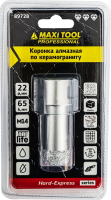Коронка алмазная по керамограниту  D=22мм, 89728  высота 65мм, M14, блистер MaxiTool(100шт/кор)