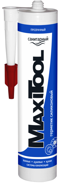 Герметик силиконовый санитарный прозрачный MaxiTool 240мл (12шт)