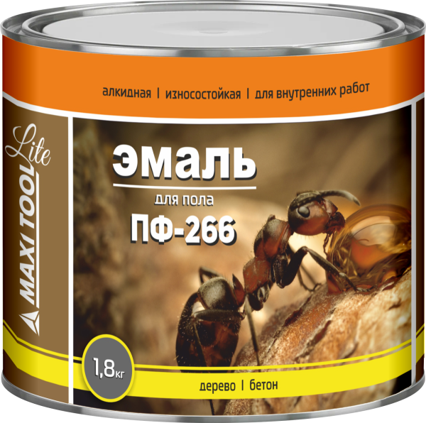 Светлый орех Эмаль ПФ266  1,8кг алкидная MAXITOOL Lite (6/300шт)