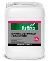 Грунт УКРЕПЛЯЮЩАЯ с антисептиком ВНУТР. раб. розовая 10 кг DERMASTER (61558) (1шт/60шт)