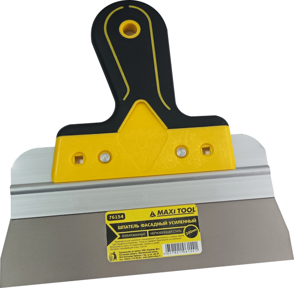 Шпатель нерж.сталь (200*0,4мм)  76154 фасадный 2-х комп. руч. ПРОФ MaxiTool РФ (16)