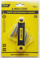 Набор складной имбусовых ключей 18784  TORX T9/10/15/20/25/27/30/40 (12шт/уп)(48уп/кор) MaxiTool