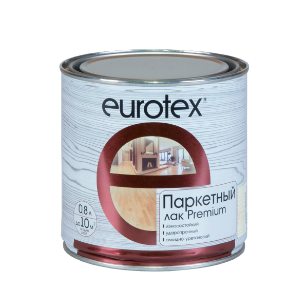 Лак паркетный EUROTEX Premium  полуматовый  0,8 л 14011 (6шт/660шт)