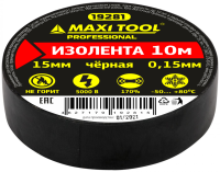 Изолента 19281 ПВХ черная 15мм*10м*0,15мм ПРОФ (10шт/250)MaxiTool