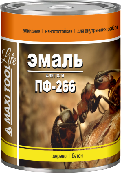 Желто-коричневая Эмаль ПФ266  0,8кг алкидная MAXITOOL Lite (14/700шт)