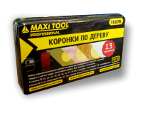 Набор коронок 19375 13 предм: 9 HCS коронок 19-64мм,пер.сверл.20мм,адапт,напр.сверло(40)MaxiTool