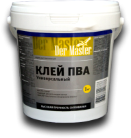 Клей ПВА универсальный  1 кг DERMASTER (62201) (6шт/64кор/384шт)