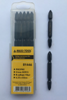 Биты 81446 2-х стор. магн. анодированные 6,35х65мм PH2/PH2 сталь GCR 15 (10/120) MaxiTool