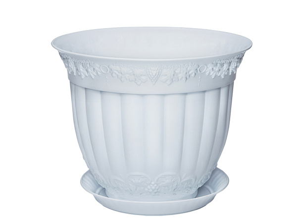 Кашпо "Флора" 1,1л с поддоном  212 белое Эльфпласт (60шт)