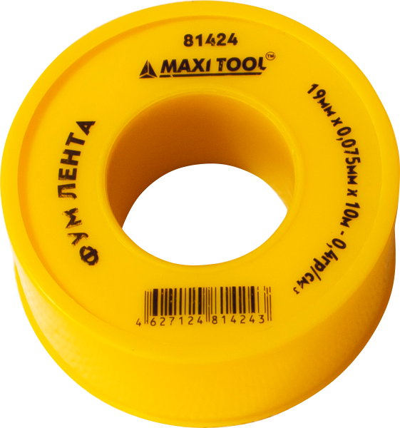 Фум лента 81423 белая, плотность 0,25гр/см3, 19мм*0,075мм*10м (1000шт/100шт/10шт) MaxiTool