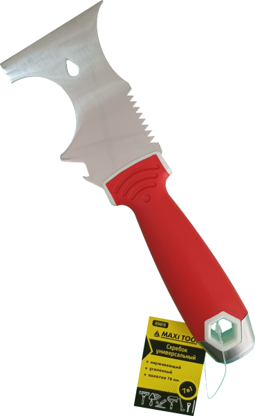 Скребок 7в1 76мм, 89819, усиленный, с лезвием из нерж стали, 2-к ручка (12/120шт)MaxiTool