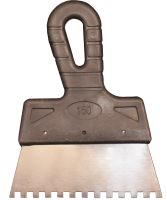 Шпатель нержав.сталь  (200*0,4мм)  81219  фасадный  зуб (10х10) пласт. руч. MAXI TOOL  РФ (36)