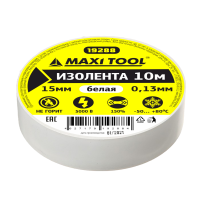Изолента 19288 ПВХ белая 15мм*10м*0,13мм (10шт/250)MaxiTool