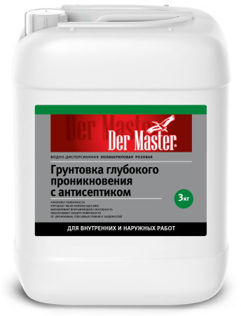 Грунт глубокого проник. с антисептиком д/нар/внутр раб  3кг Der Master (1шт/160шт)