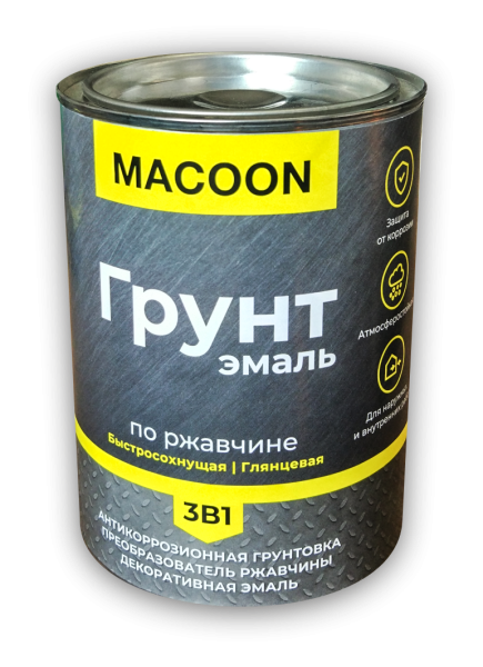 Голубая  грунт-эмаль 3в1 по ржавчине 0,9 MACOON (14шт/700шт)