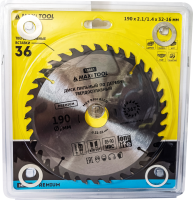 Диск пильный 190х36Тх32мм 19661 по дереву, 89-90HRC адаптеры 16/20/22/25/30 (50шт/кор)MaxiTool