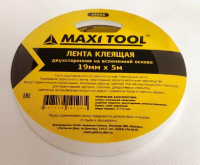 Клейкая лента (скотч) 19108 1мм, 19мм*5м 2-стор, вспененная основа, белая (1/16/192) MaxiTool