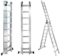 Лестница алюминиевая 3-х-секционная универсальная AL308 (225/365/505см) STAIRS