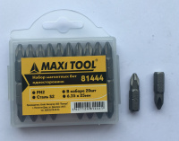 Биты 81444 1-но стор. магнитные закаленные 6,35х25мм PH2 сталь S2 (20) MaxiTool