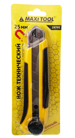 Нож технич. 25*125*0,7мм, 2К ручка, усил.метал.направл 19791 (96шт/кор)MaxiTool