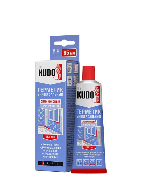 Герметик силикон. универсальный ПРОЗРАЧНЫЙ KST-100 в тюбике 85мл KUDO (24шт/2880шт)