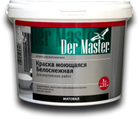 Краска интерьерная МОЮЩАЯСЯ белоснежная  3 кг DERMASTER (61570) (4шт/48кор/192шт)