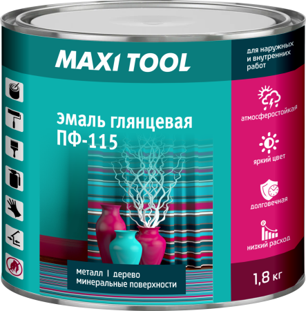 Ярко-зеленая Эмаль ПФ-115 1,8 кг Maxi Tool (6шт/300шт)