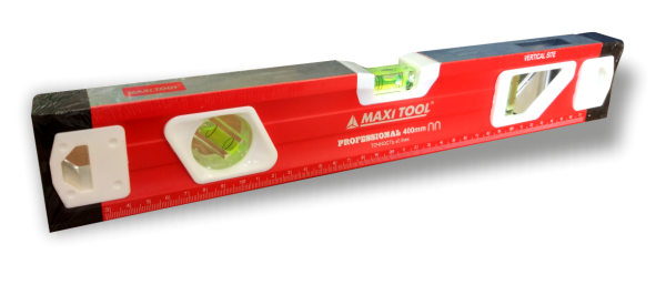 Уровень 19401 красн 40см противоуд. 3гл+перископ+магнит+линейка+рез.загл.2 фрезир.основ.(40)MaxiTool