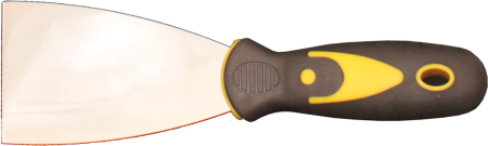 Шпатель нержав.сталь  (50*0,7мм)  51081 2-х компонент. прорезин. желт. руч.MaxiTool (240/12)