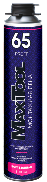 Пена монтажная 65 профессиональная всесезонная MaxiTool 1000мл MXT-PPU800a (12шт/768шт)