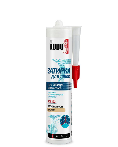 Герметик-затирка для швов силикон. санитарный СЛОНОВАЯ КОСТЬ RAL1015 KSK-172 280мл/339гр KUDO (6шт)
