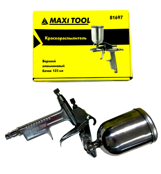 Краскораспылитель 81697 верхний алюминиевый бачок 125мл, диам.сопла 0,5мм (30шт в кор.) MaxiTool