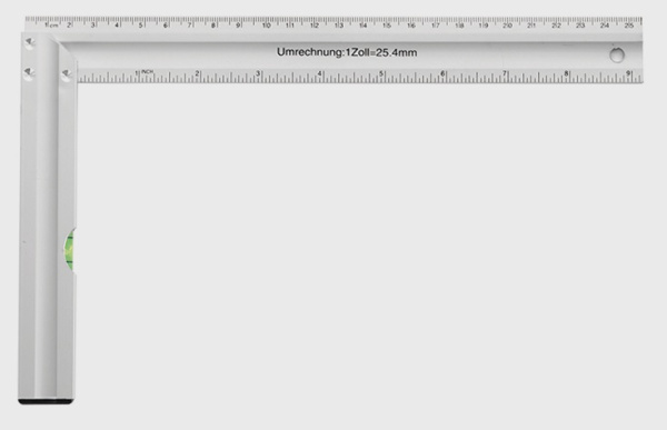 Угольник столярный 89348  25см алюмин. жесткое полотно с уровнем (60) MaxiTool