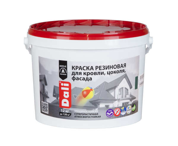 ТЕРРАКОТОВАЯ  краска Dali фасадная резиновая для кровли, цоколя, фасада 12кг (20734) (1шт/44шт)