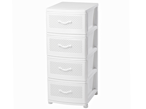 Комод "Классика" (плетенка) белый 4-х секционный 068 Эльфпласт